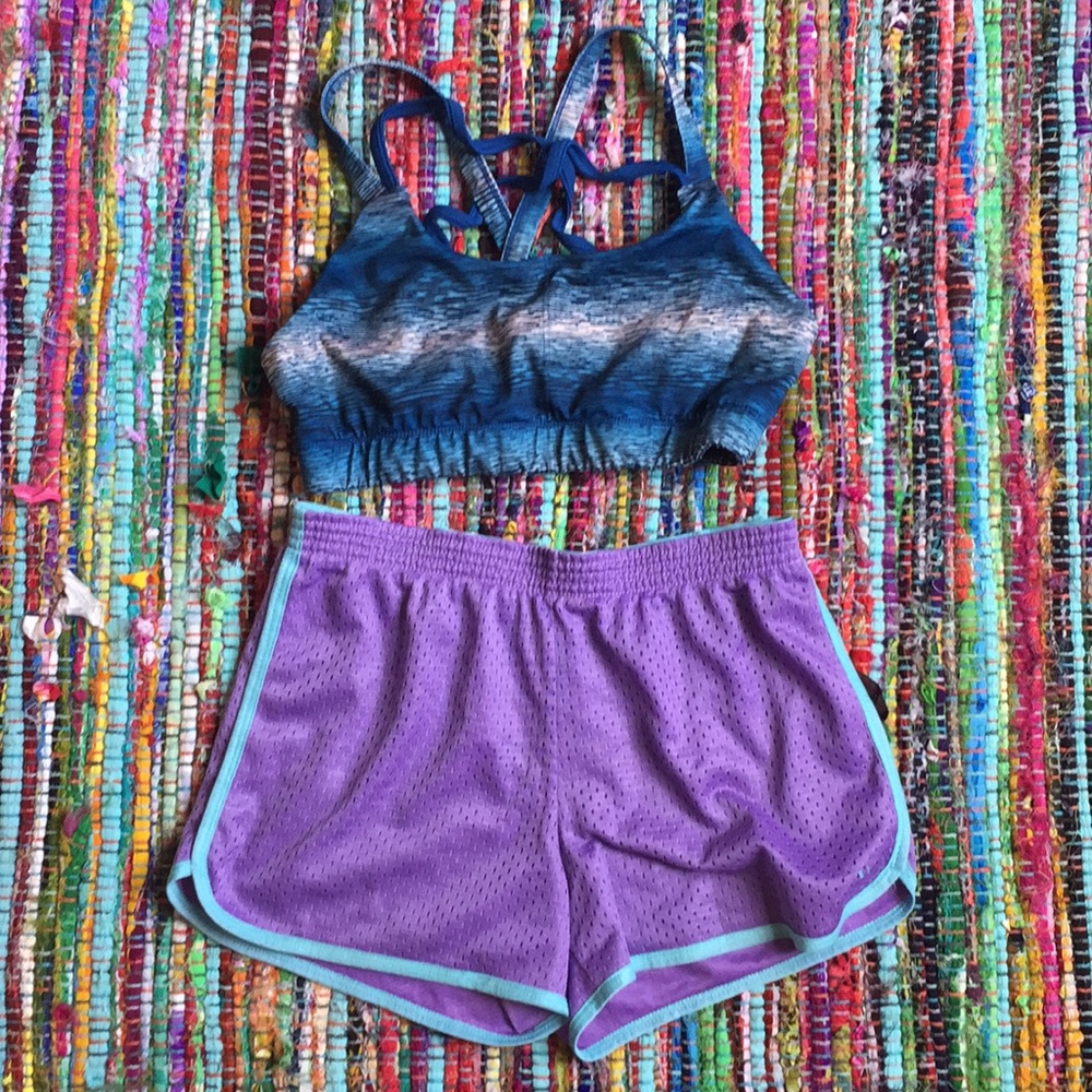 Workout outfit. Sports bra and shorts